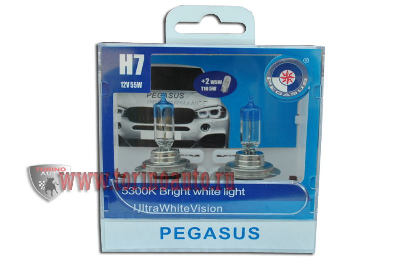 Лампа галогеновая  H7 +габаритная T10  " PEGASUS " 12V55W  (комплект 4шт)