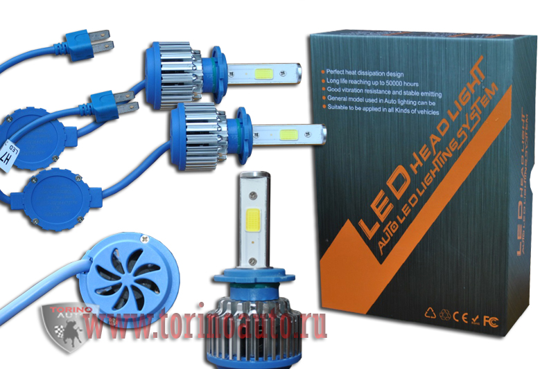 Лампа головного света со светодиодами CREE H3 36W-3600LM/BLUE/ 9-36V(со встр, вентилятором)