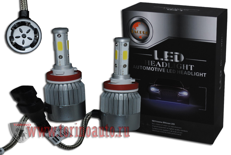 Лампа головного света со светодиодами CREE H11-V6 60W-6000LM 9-32V(со встр, вентилятором)
