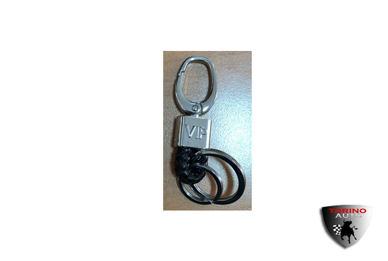 Брелок-КАРАБИН KL434-VIP  черный шнур+металл