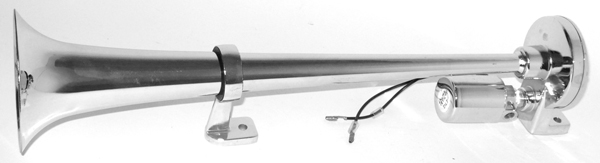 Сигнал звуковой  воздушный ST-1005C, 1-а рожковый,хромированный (для груз. авто) 24V/450мм /10