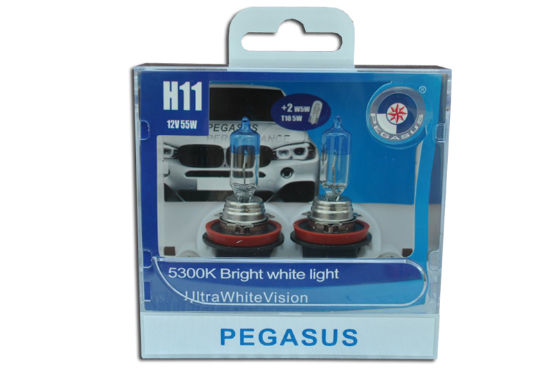 Лампа галогеновая  H11 +габаритная T10 " PEGASUS " 12V55W  (комплект 4шт)