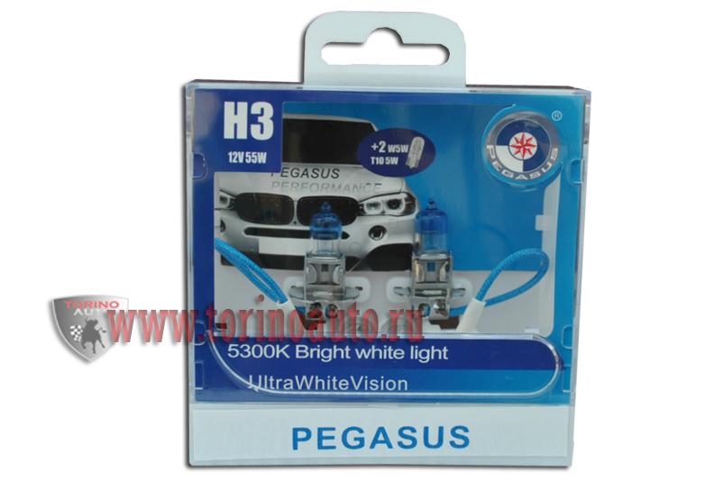 Лампа галогеновая  H3 +габаритная T10  " PEGASUS " 12V55W  (комплект 4шт)