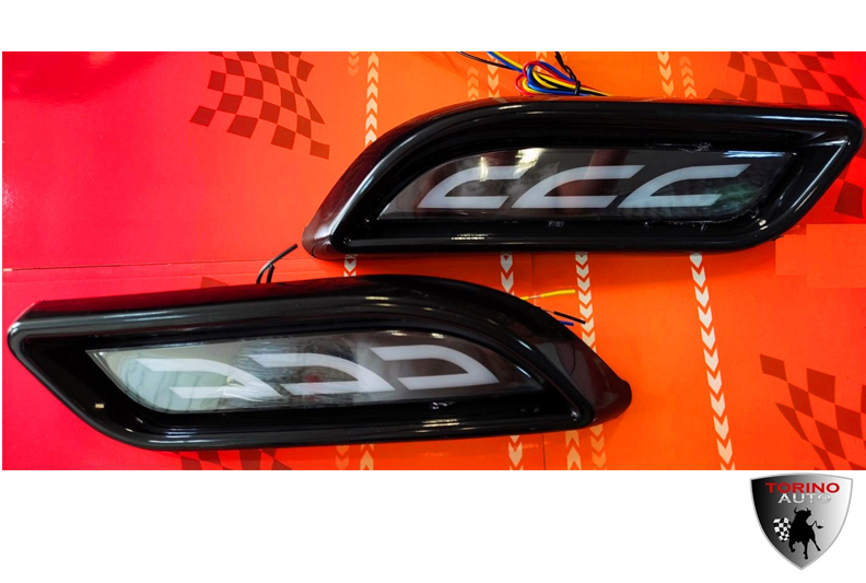 Накладки бампера светодиодные ZFT-395 Clear Plastic  GREY типа "Lexus" на задний бампер Лада Приора