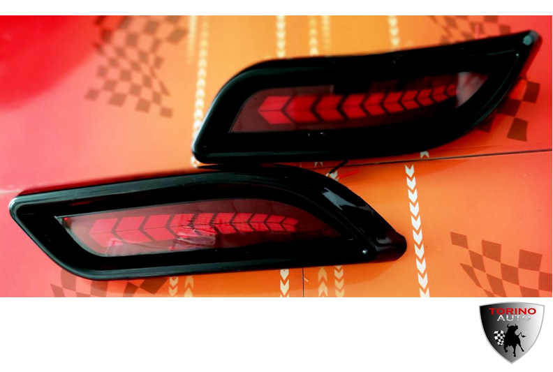 Накладки бампера светодиодные ZFT-394 RED  GREY типа "Lexus" на задний бампер Лада Приора