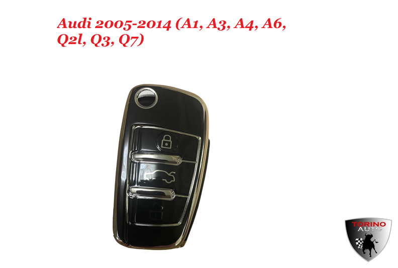 Чехол силиконовый на ключ-брелок ЧЕРНЫЙ Audi 2005-2014 (A1, A3, A4, A6, Q2l, Q3, Q7)