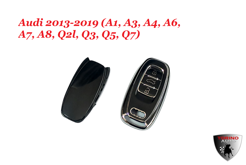 Чехол силиконовый на ключ-брелок ЧЕРНЫЙ Audi 2013-2019 (A1, A3, A4, A6,  A7, A8, Q2l, Q3, Q5, Q7)