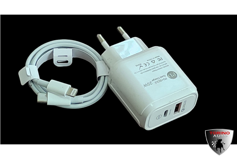 Сетевое зарядно устройство универсальное PD20W ( USB+ USB-C) с кабелем TYPE-C-IP